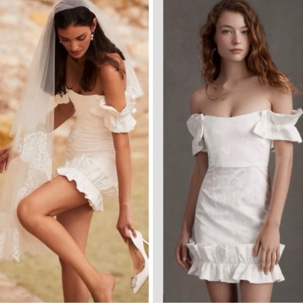 V. Chapman Hollyhock White Mini Dress Jacquard in Vanilla Macaron Size 2 NWT
